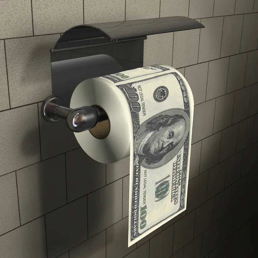 100 Dollar Bills Toilet Paper