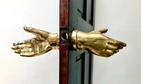 Bronze Hand Sculpture Door Handles