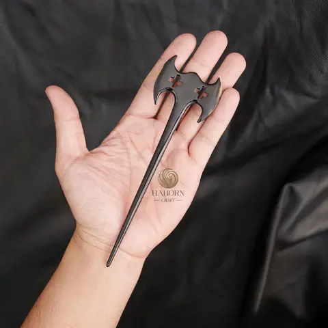 Buffalo Horn Battle Axe Hair Stick