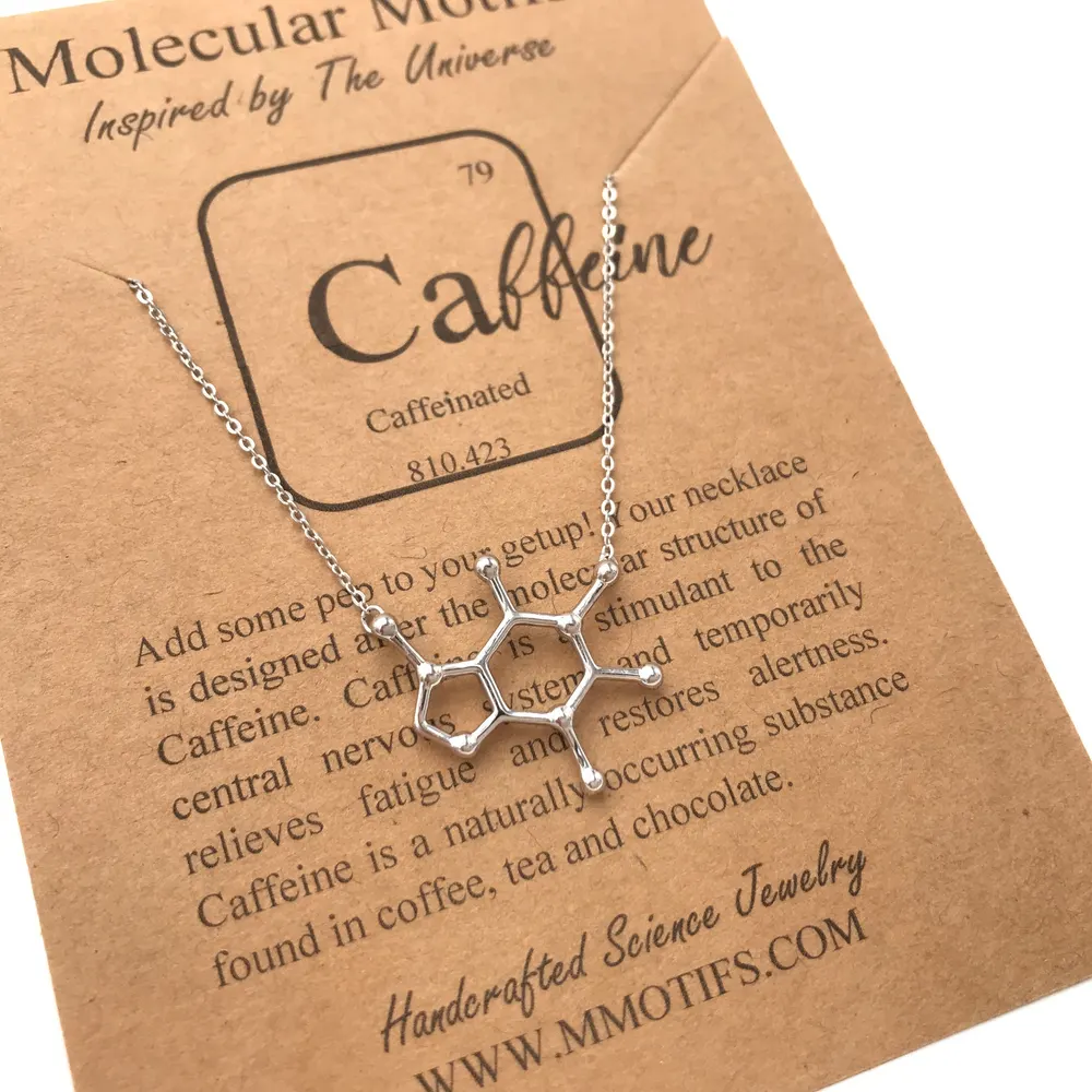 Sterling Silver Caffeine Molecule Necklace