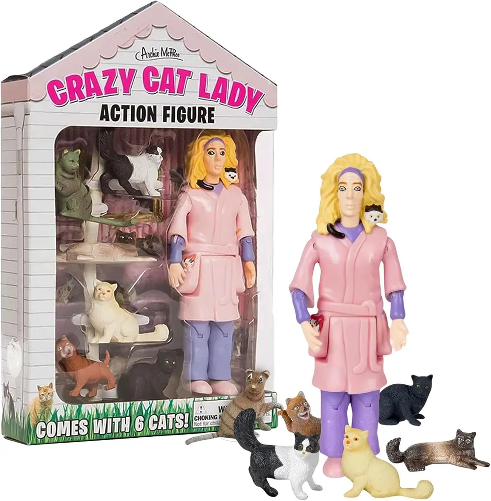 Archie McPhee Crazy Cat Lady Action Figure