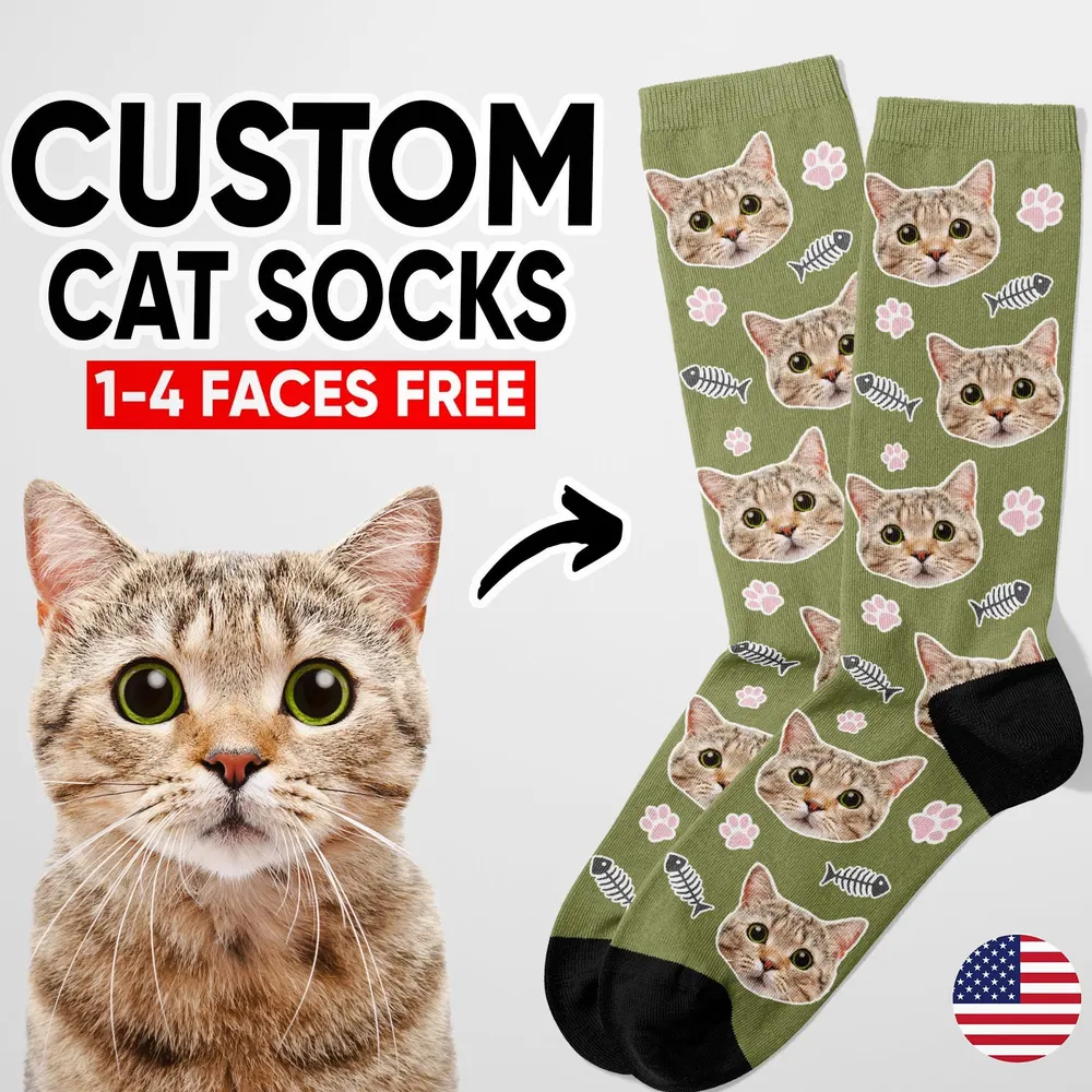 Custom Cat Face Socks