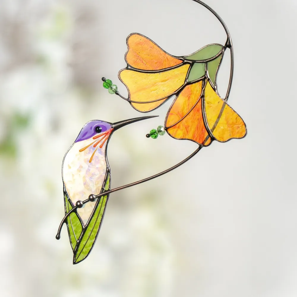 Hummingbird Stained Glass Suncatcher