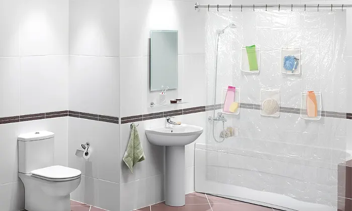 Mesh Pockets Shower Curtain