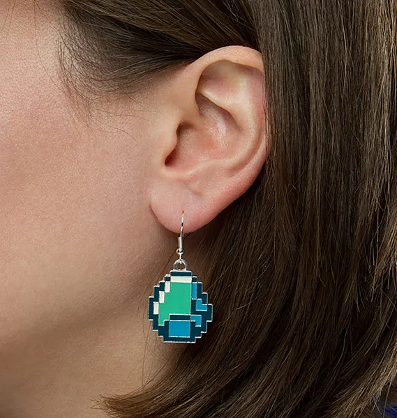 Minecraft Diamond Earrings