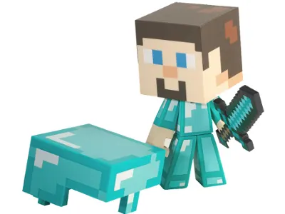 Minecraft Diamond Steve Figure