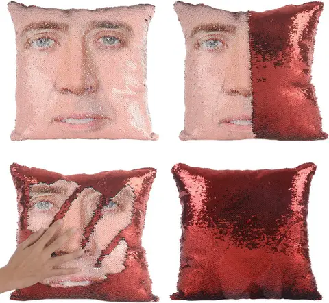 Nicolas Cage Sequin Pillow Cover