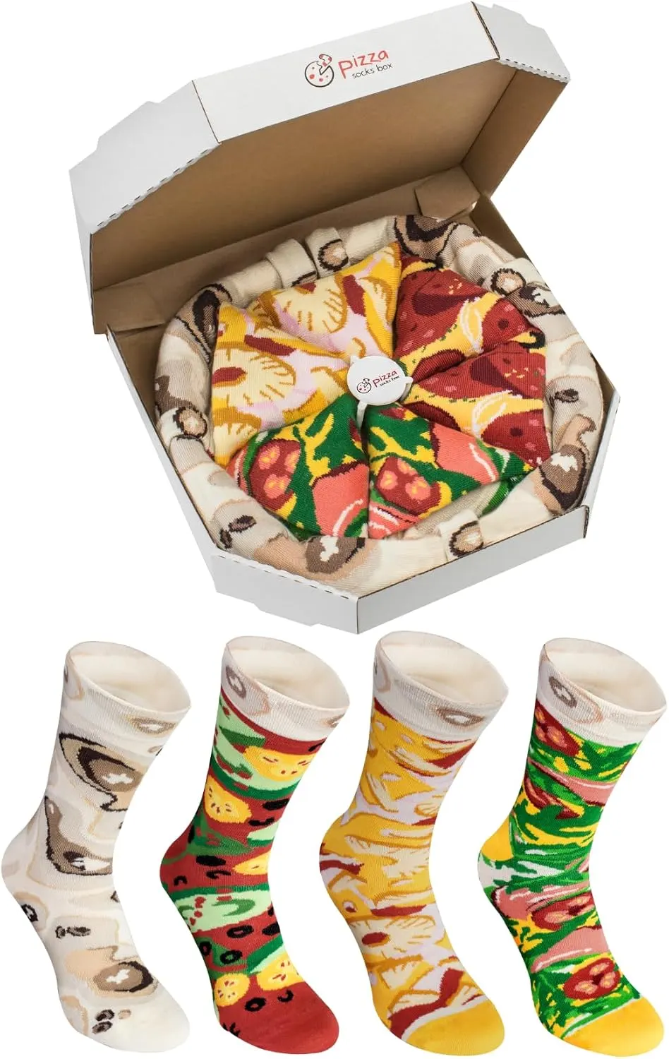 Rainbow Socks Pizza Box Socks (4 Pairs)