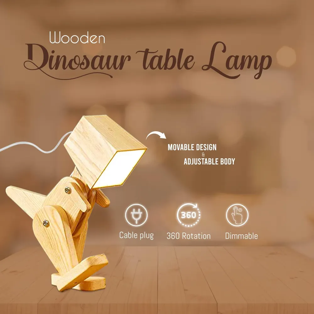 Wood Dinosaur Table Lamp, photo 3