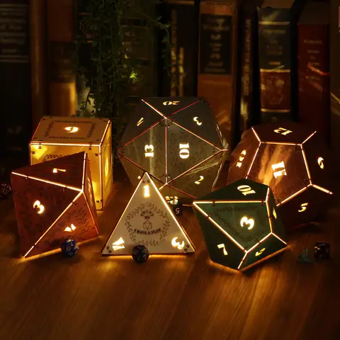 Wooden D&D Dice Lamps